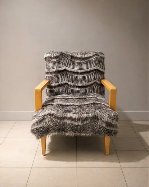 “Franco Albini” Vintage Reupholstered Faux Chinchilla Fur Chair