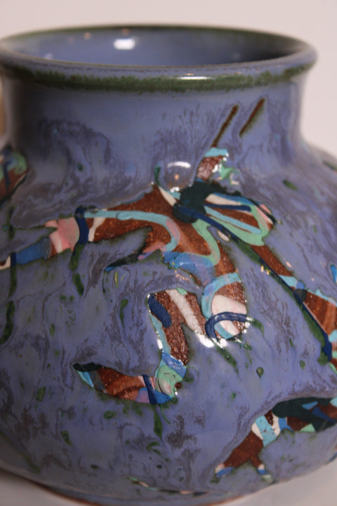 Purple Floral Studio Pottery Vase
