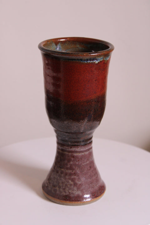 Red Black Speckled Stemmed Goblet