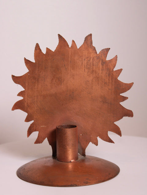 Pair of Copper Sun Brutalist Candle Holders