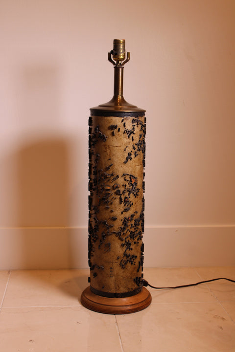 Antique Wallpaper Printing Roller Lamp – Distressed Gilt Relief