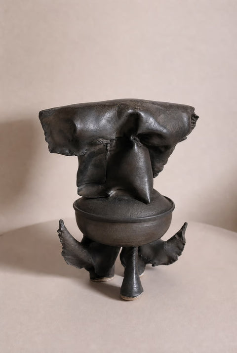 Vintage Brutalist Ceramic Abstract Sculpture Bowl| Modernist Art