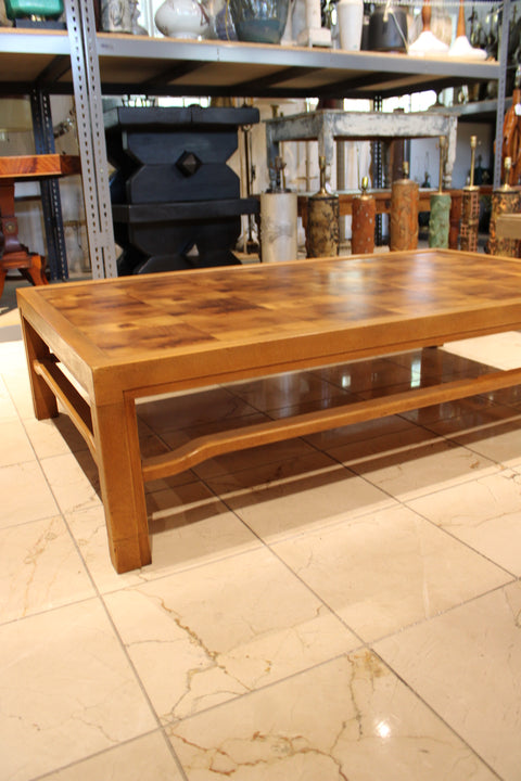 Vintage Parquet Burl Wood Coffee Table