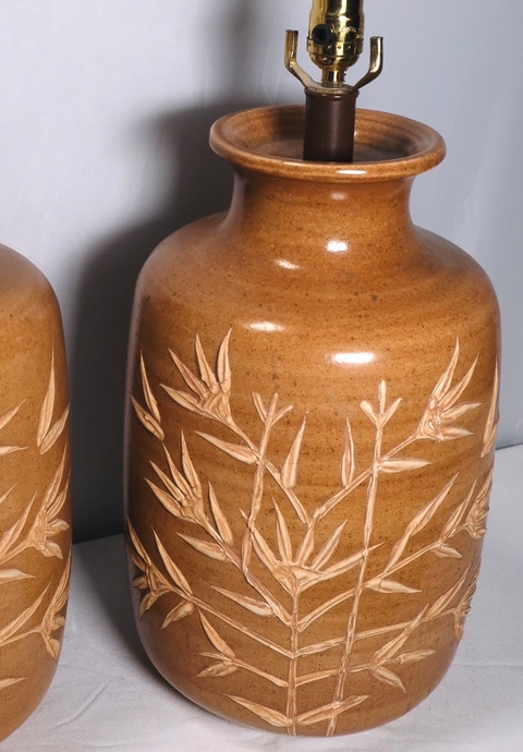 Pair of MCM Stoneware Warm Table Lamps
