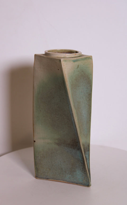 Angular Green Studio Pottery Vase