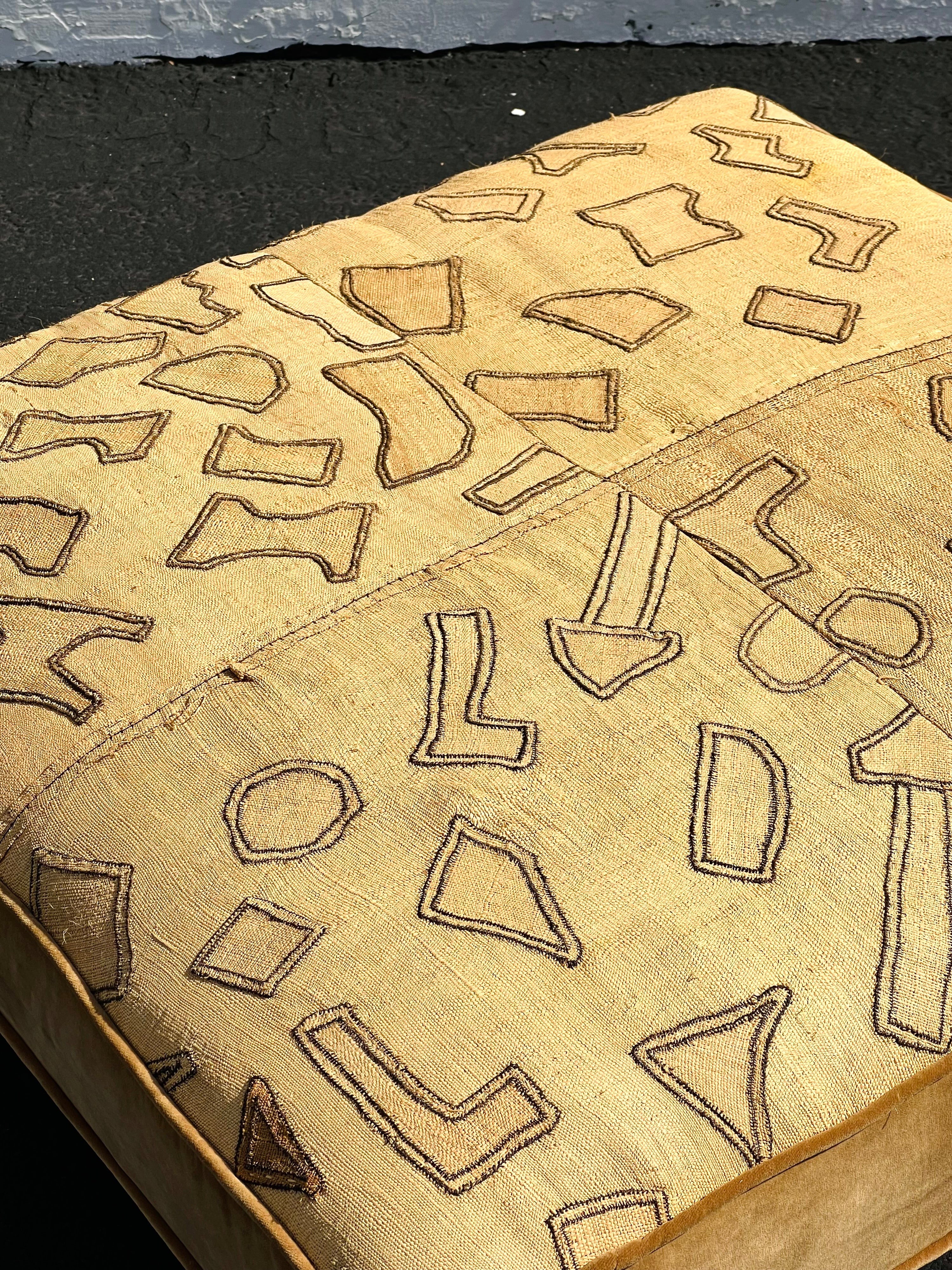 African Kuba Cloth Vintage Ottoman (Vintage)
