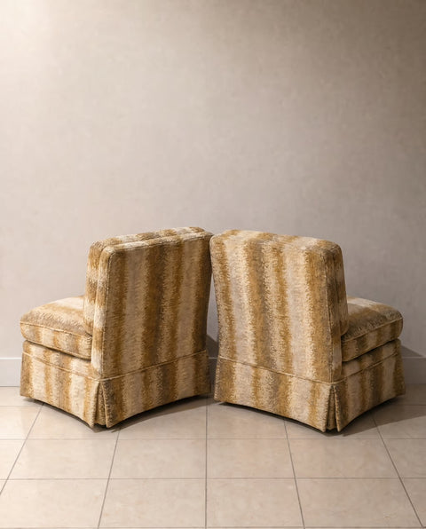 Pair 1970s Vintage Oversized Slipper Chairs