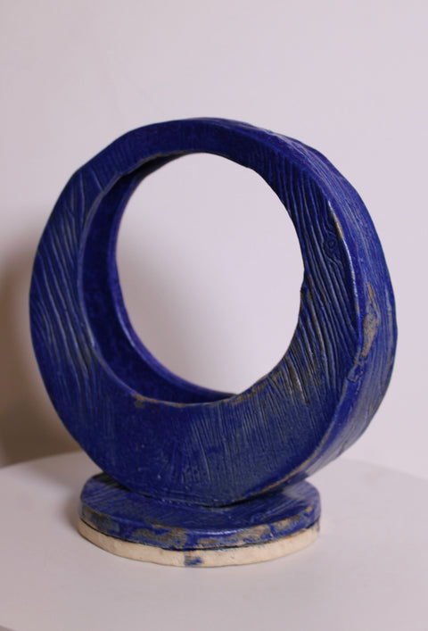 Blue Circular Abstract Ceramic Sculpture