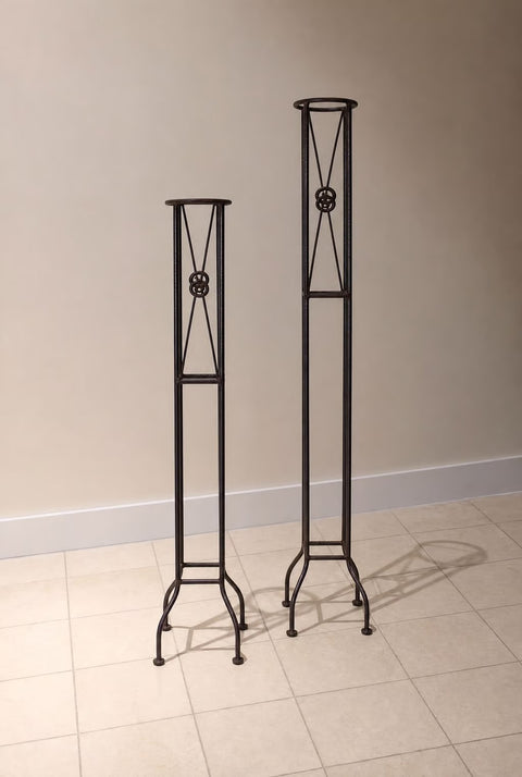 Set of Two Tall Wrought Iron Candle Stands