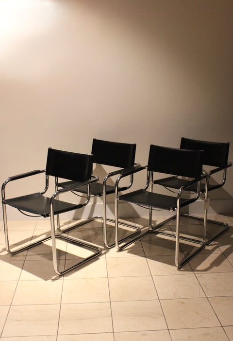 Vintage Postmodern Cantilever Lounge Chairs | Tubular Steel & Upholstered Armchairs | Pair