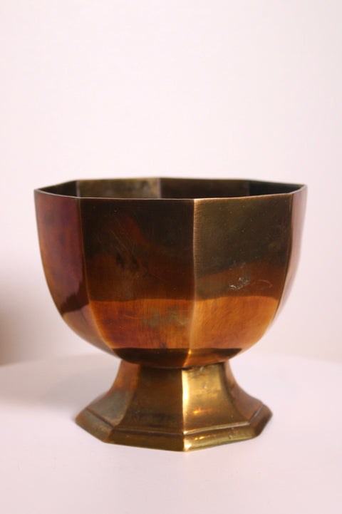 Faceted Brass Pedestal Bowl