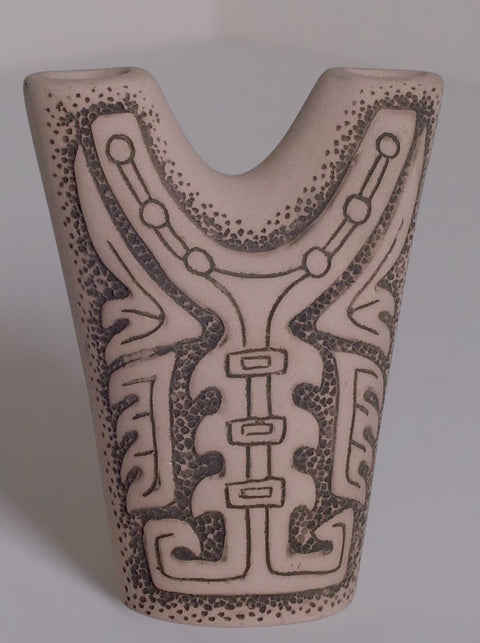 Double Cylinder Tribal Ceramic Vase