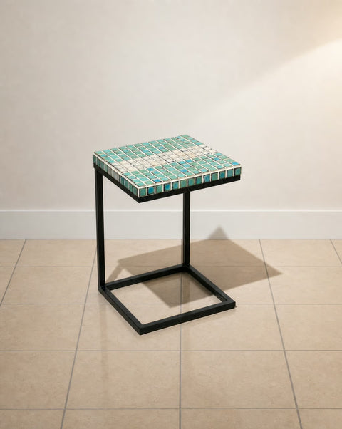Hand Tiled Turquoise Side Table
