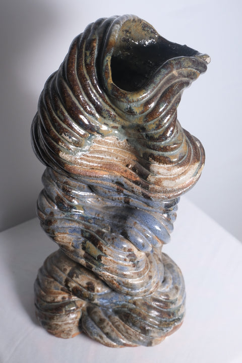 Vintage Enigmatic Blue/Brown Coil Vase