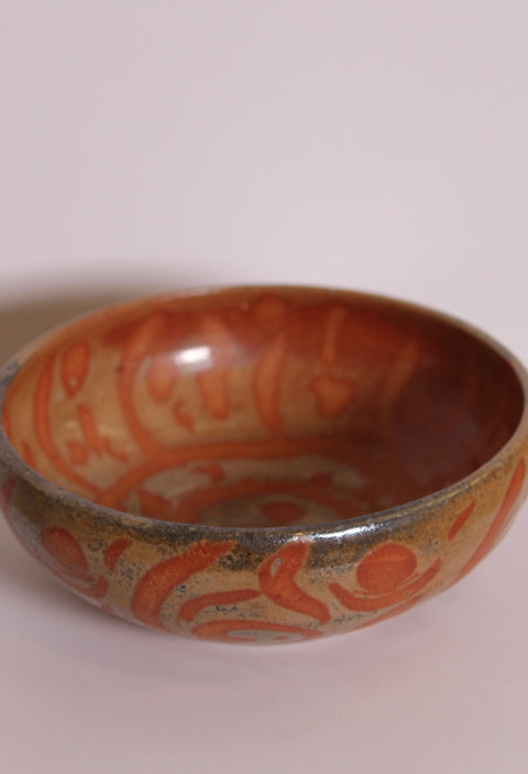 Primitive Carved Ceramic  Decorative Bowl