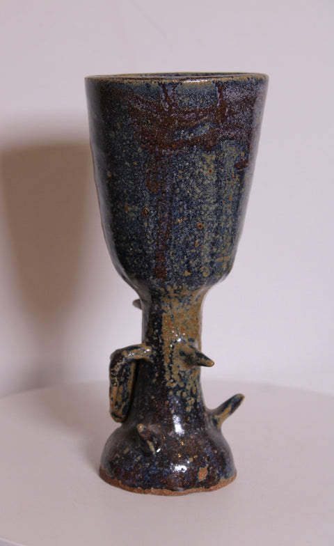 Brutalist Stemmed Studio Pottery Goblet
