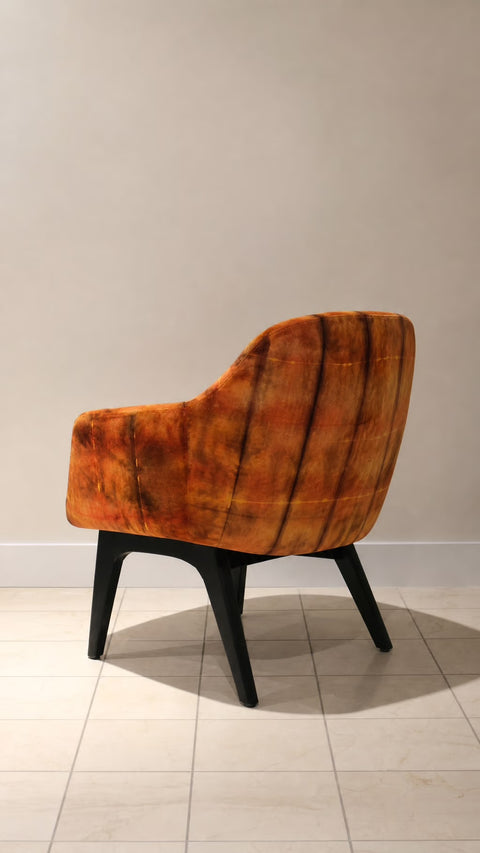 Rust Orange Hand Dyed Accent Vintage Mcm Chair