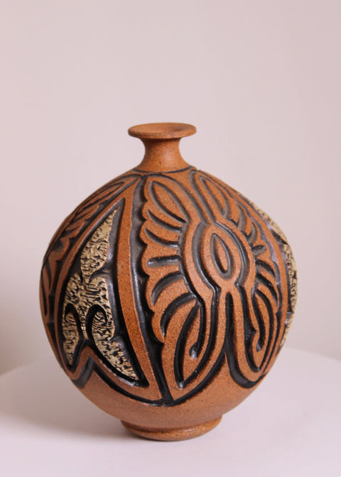 Carved Orb Studio Pottery Vase