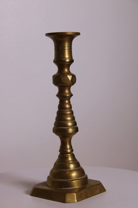 Single Stepped Brass Candlestick
