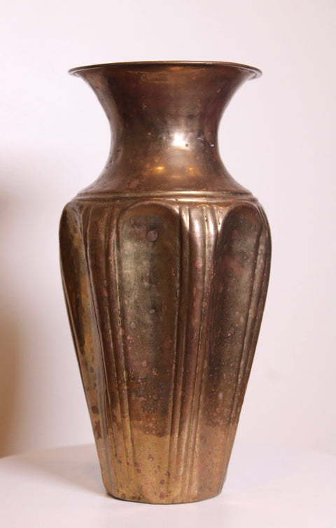 Fluted Brass Pedestal Vase
