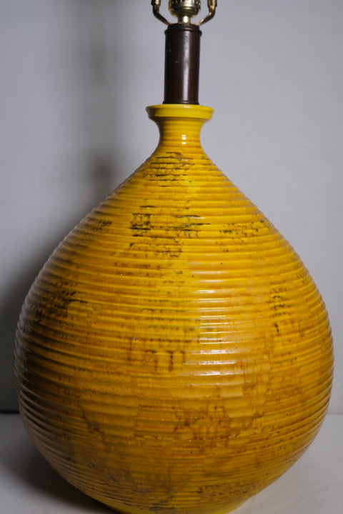 Vintage Yellow Glazed MCM Lamp