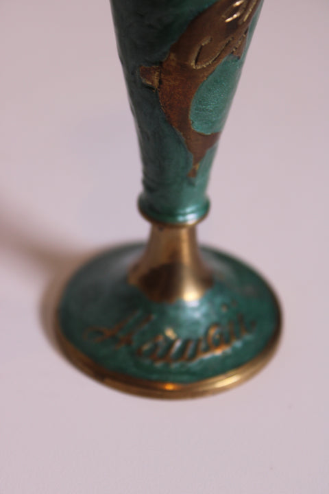 Verdigris Dolphin Brass Goblet Vase