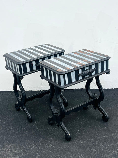 Antique Striped Side Tables