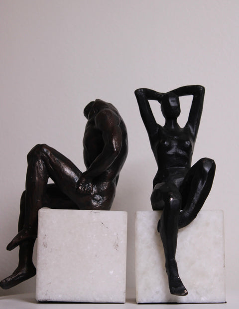 Modernist Nude Figure Bookends Pair