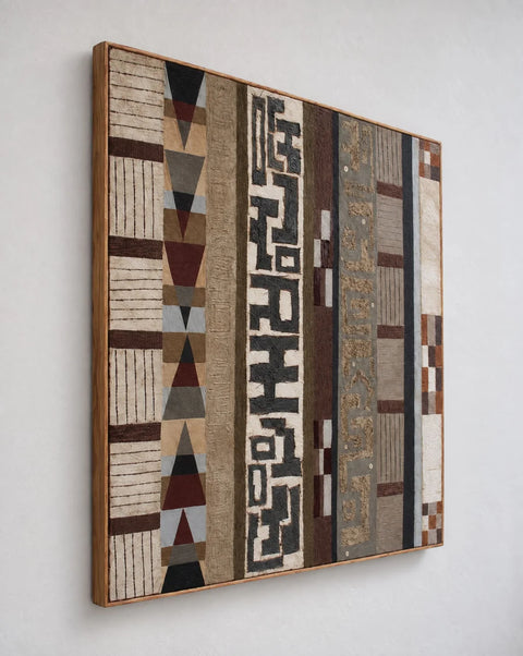 Earth-Tone Geometric Textured Panel Wall Art