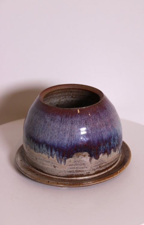 Dorchester Pottery Purple Drip Planter With Saucer