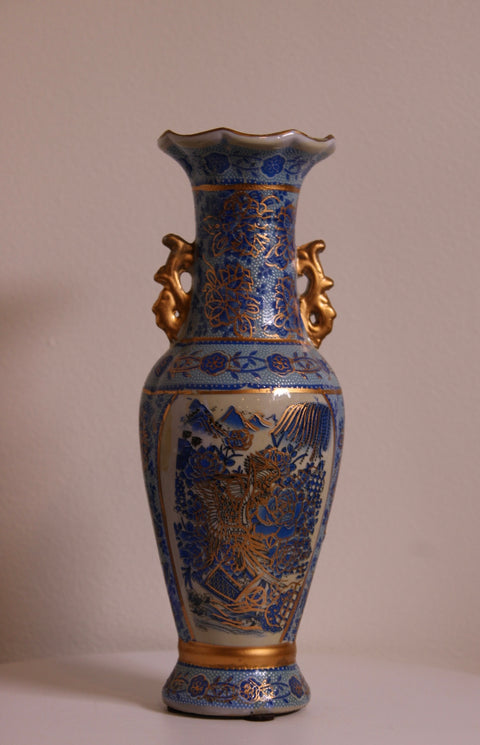Blue & Gold Phoenix Porcelain Vase