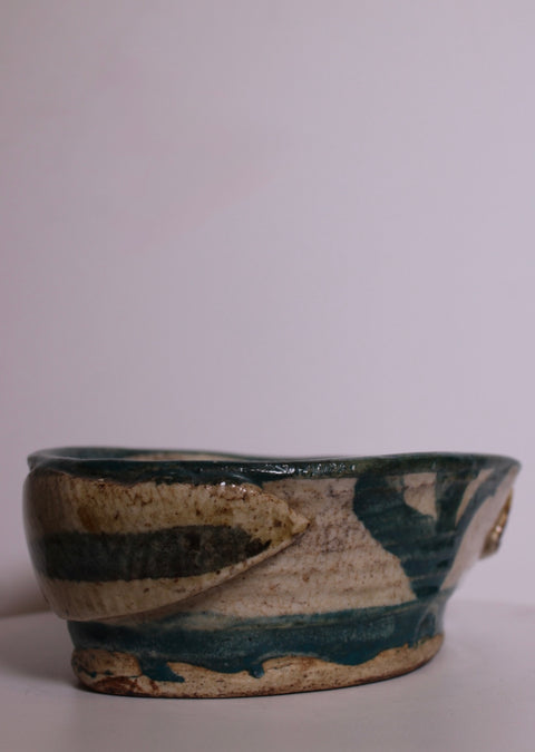 Organic Blue Botanical Studio Pottery Dish