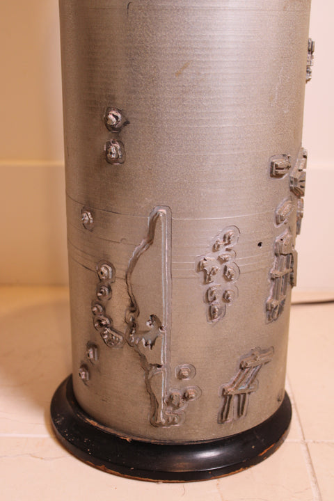 Antique Wallpaper Printing Roller Lamp – Silver Relief