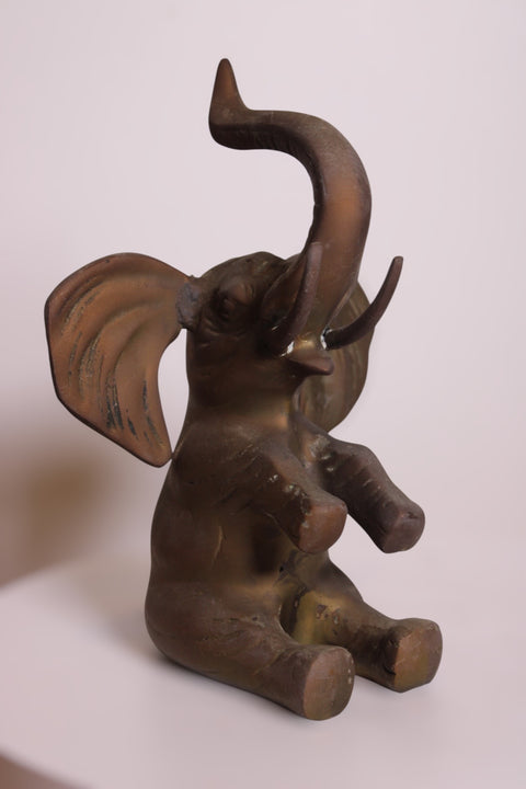 Seated Brass Elephant Sculpture