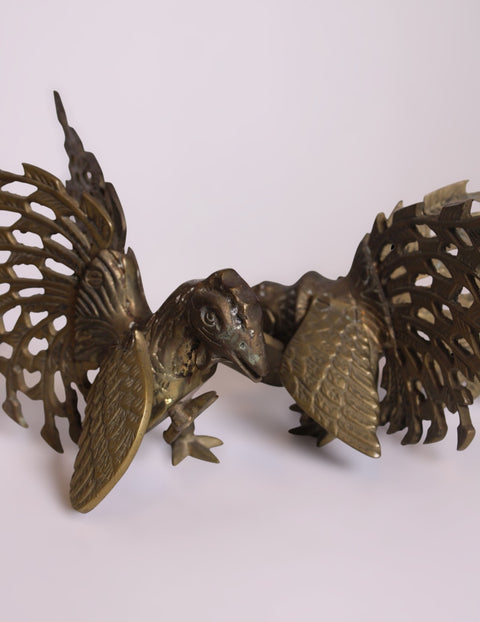 Pair of Pierced Brass Bird Sculptures