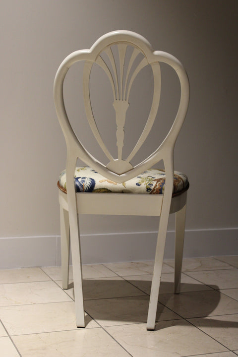 Vintage Art Deco Heart Back Dining Chairs (Pair) | Painted Accent Chairs