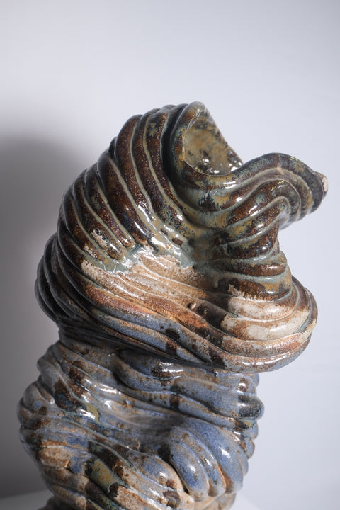 Vintage Enigmatic Blue/Brown Coil Vase