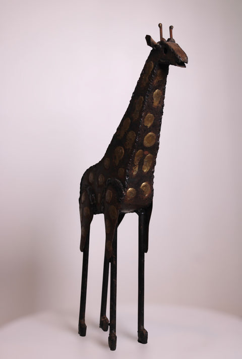Brutalist Metal Giraffe Sculpture