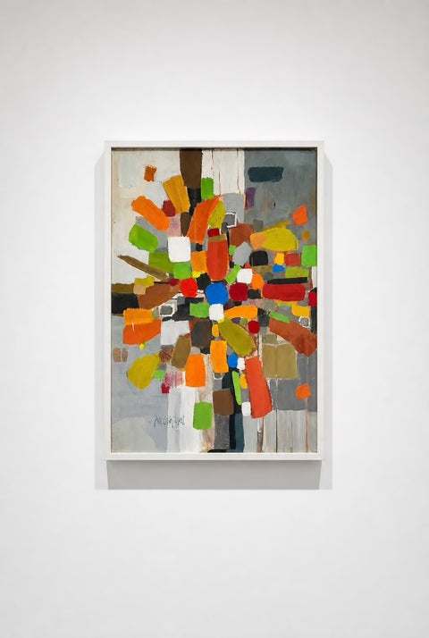 Original Jae Carmichael Framed Abstract Painting – Vintage Colorfield Wall Art