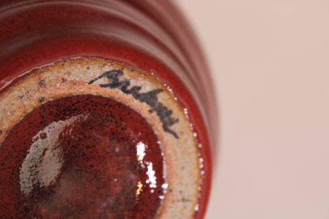Signed Studio Pottery Bowl Deep Red Glaze