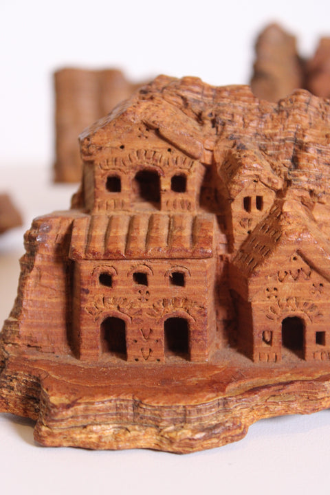 Rustic Cliff Dwelling Carved Sculpture