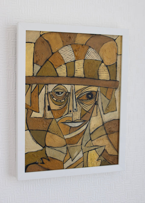 Angela Dickerson Ochre Mask Original Framed Artwork