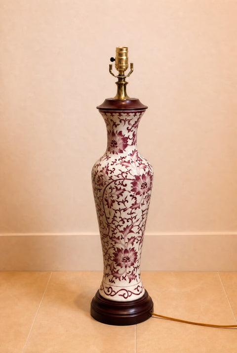 Antique English Porcelain Floral Table Lamp
