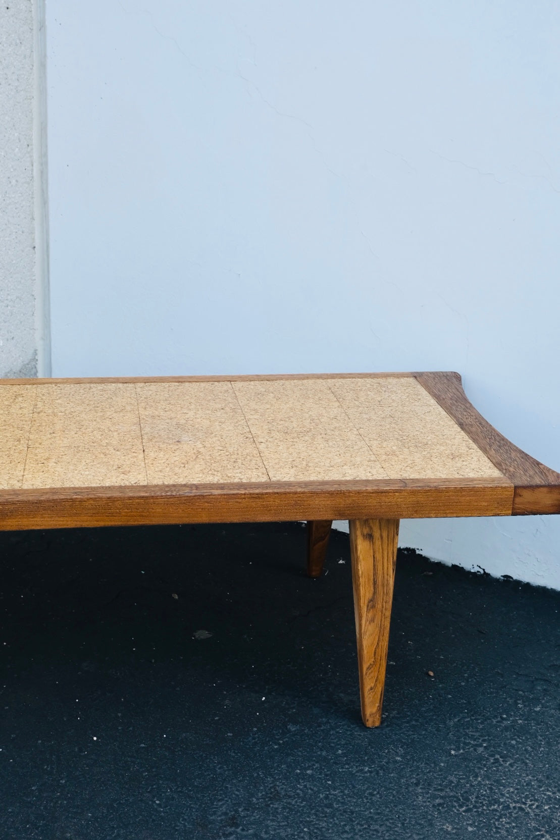“Paine Furniture” Mid-Century Modern Wooden Cork Top Coffee Table (Vintage)