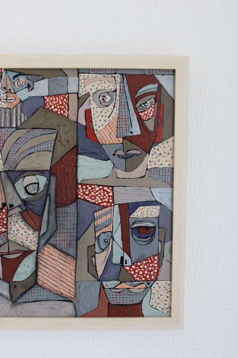 Angela Dickerson Gathered Faces Original Framed Artwork