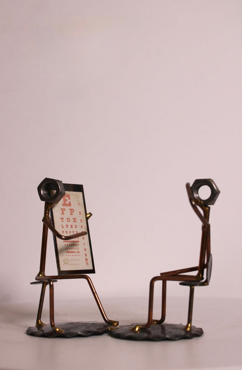 Miniature Metal Eye Exam Sculpture