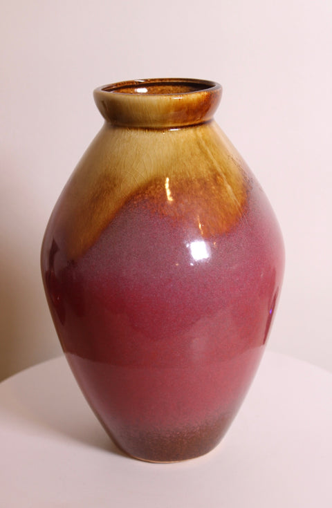Large Oxblood Drip Glaze Vase