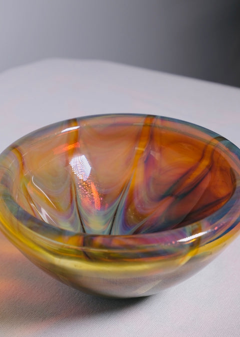 Iridescent Hand Blown Studio Glass Bowl