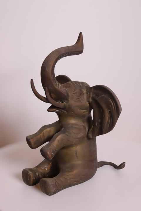 Seated Brass Elephant Sculpture