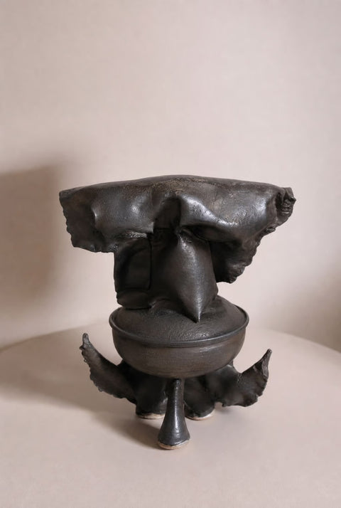 Vintage Brutalist Ceramic Abstract Sculpture Bowl| Modernist Art